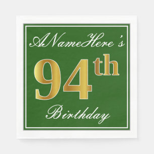 Serviette Jetable Vert élégant, anniversaire d'or de Faux