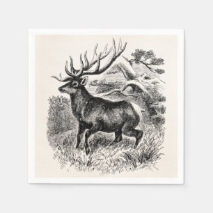 Serviette Jetable Vieille illustration personnalisée par élans