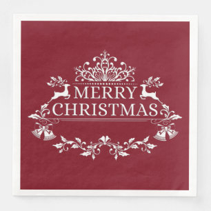 Serviette Jetable Vin et blanc Joyeux Papier de Noël