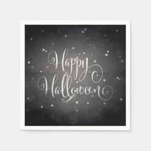 Serviette Jetable Vintage Black + White Stars Gothique Happy Hallowe