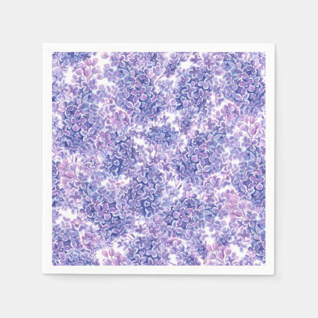 Serviette Jetable Violette aquarelle fleurs lilas (Devant)