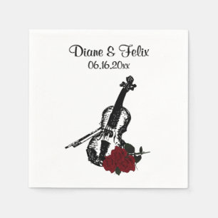 Serviette Jetable Violon et Mariage de musique Rose
