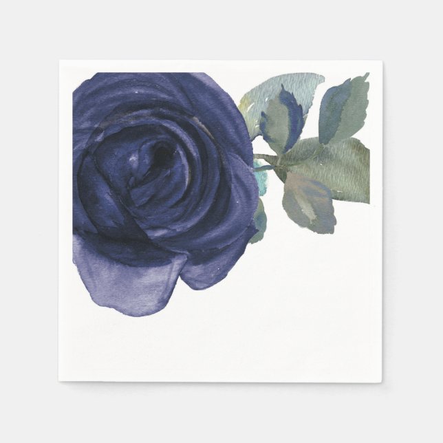 Serviette Jetable Vivid Vibrant Indigo violet bleu floral (Devant)