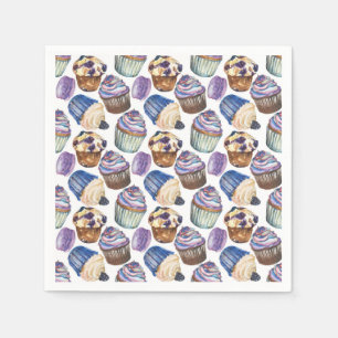 Serviette Jetable Watercolor cupcakes