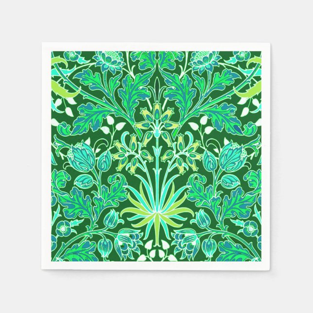 Serviette Jetable William Morris Hyacinth Imprimer, Emerald Green (Devant)