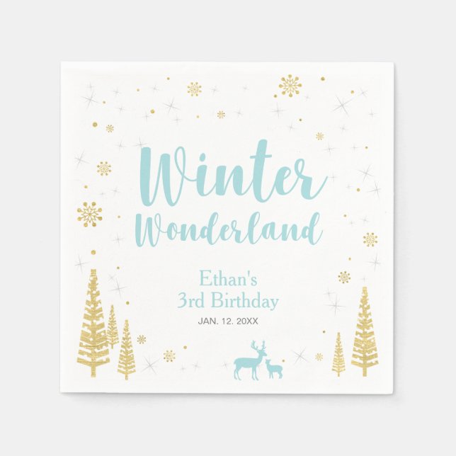 Serviette Jetable Winter Onederland 1er Anniversaire Papier de fête  (Devant)