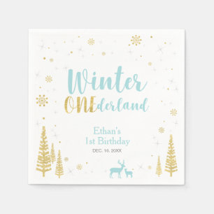Serviette Jetable Winter Onederland 1er Anniversaire Papier de fête 