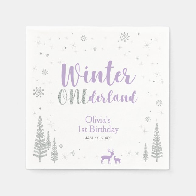 Serviette Jetable Winter Onederland 1er Anniversaire Papier de fête  (Devant)