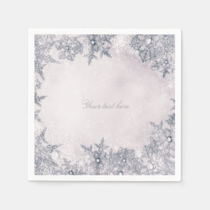 Serviette Jetable Winter Wonderland Snowflakes Bleu Blanc Élégant