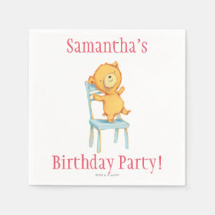 Serviette Jetable Yellow Bear Dance and Plays on Chair