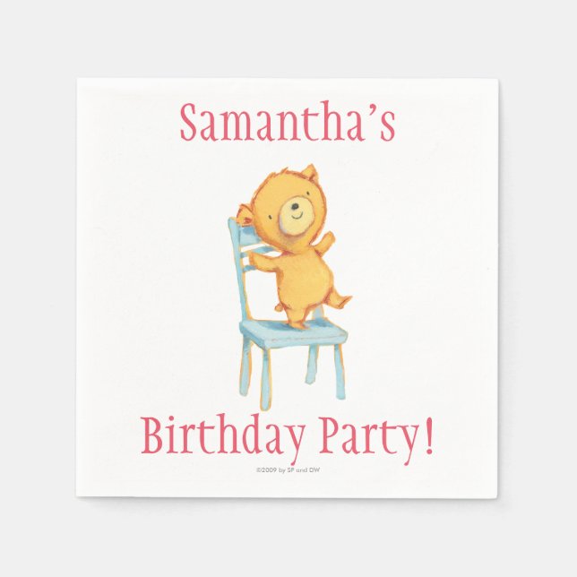 Serviette Jetable Yellow Bear Dance and Plays on Chair (Devant)