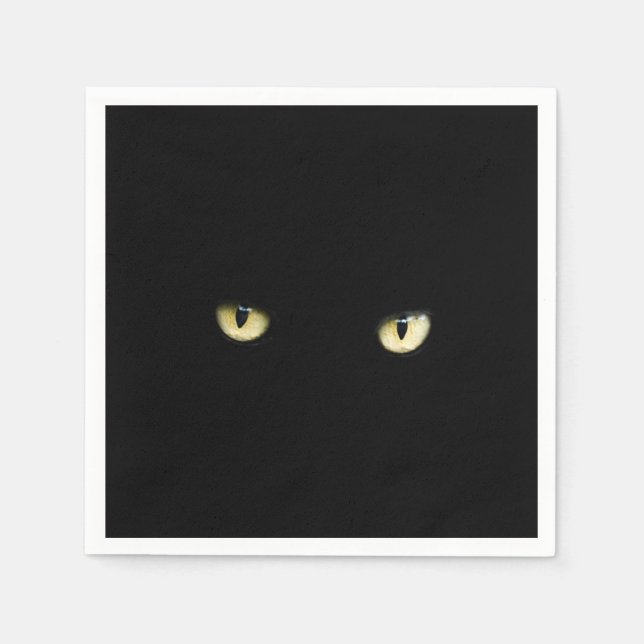 Serviette Jetable Yeux de chat noir | Halloween (Devant)