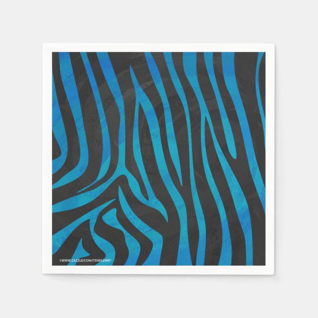 Serviette Jetable Zebra Black et Blue Print (Devant)