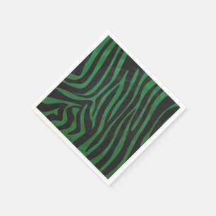 Serviette Jetable Zebra Black et Green Print