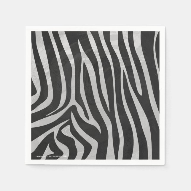 Serviette Jetable Zebra noir et gris clair (Devant)