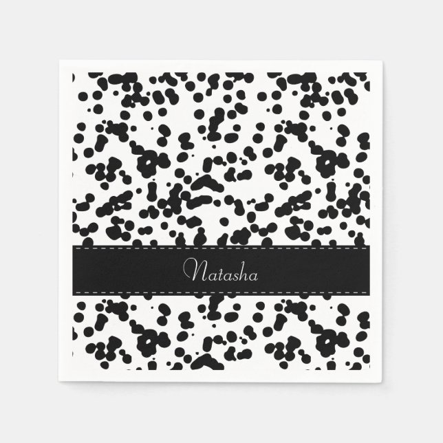 Serviette Jetable Zones dalmatiennes noires et blanches (Devant)