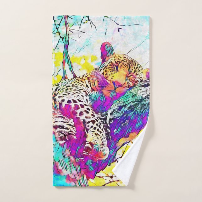 Serviette léopard arc-en-ciel (Serviette à main)