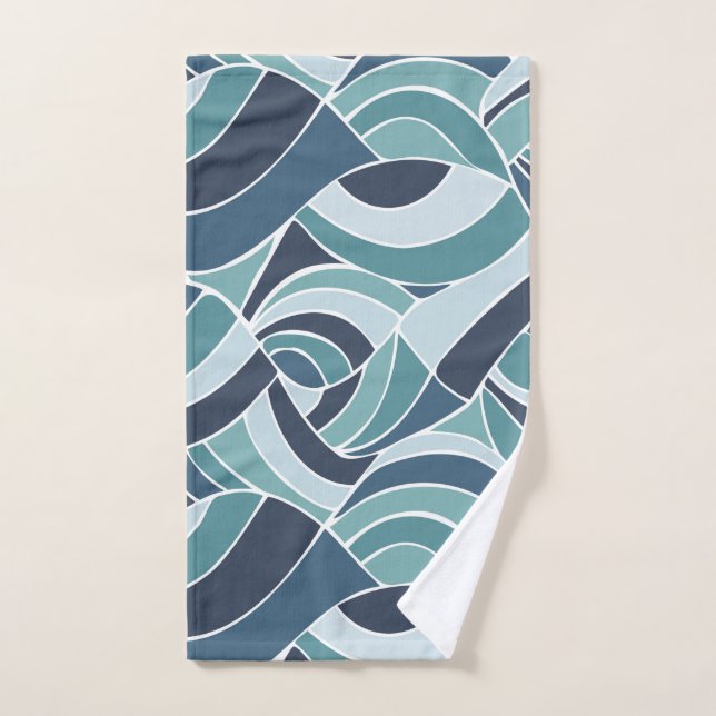 Serviette main turquoise & Blue Ocean Waves (Serviette à main)