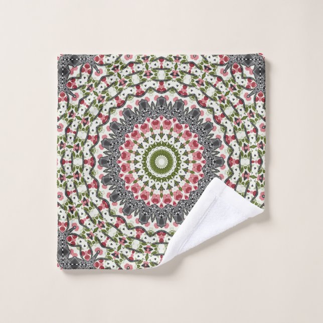 Serviette Mandala ronde motif kaléidoscope rétro (Gant de toilette)