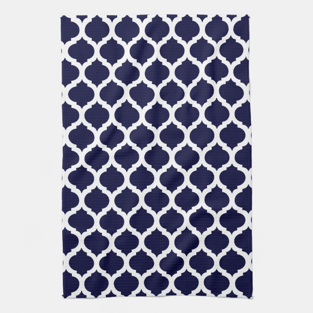 Serviette marocaine de bleu marine et blanche de (Vertical)