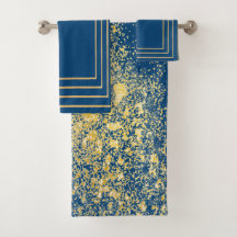 Serviette métallisée bleu or marine