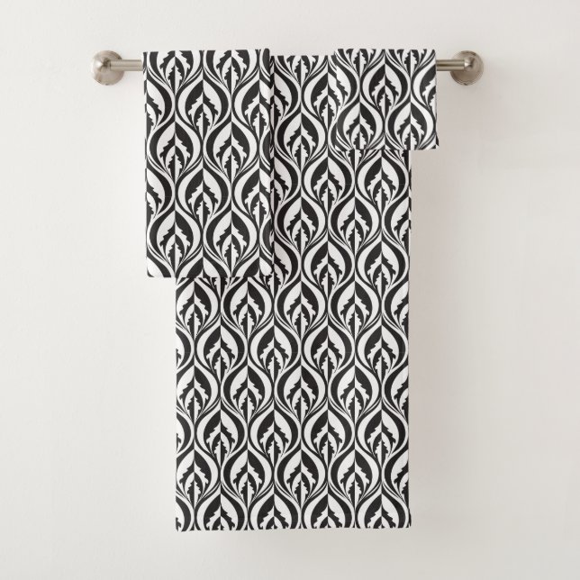 Serviette moderne de luxe noir et blanc (En situation)