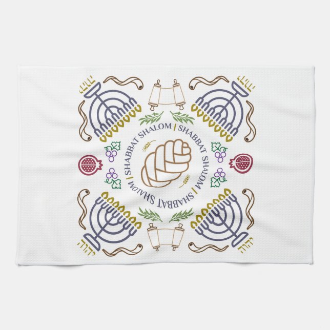 Serviette moderne Shabbat Shalom (Horizontal)