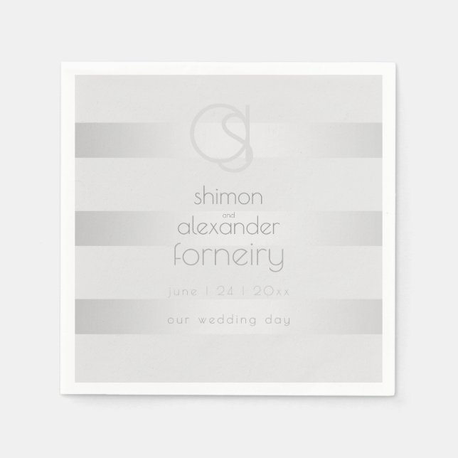 Serviette | Monogramm der leuchtenden Silberstreif (Vorderseite)