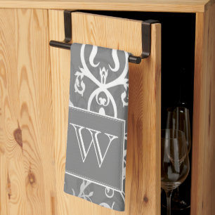 Serviette Monogramme Gris Élégante