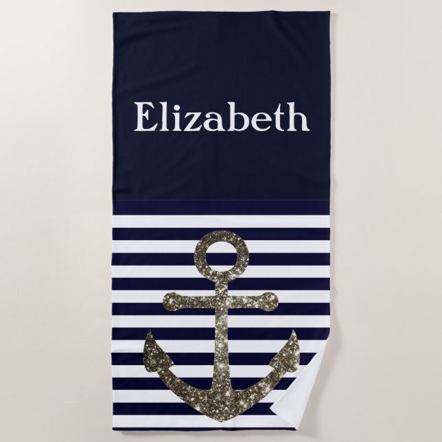 Serviette nautique d'Ancre de nom de parties (Devant)
