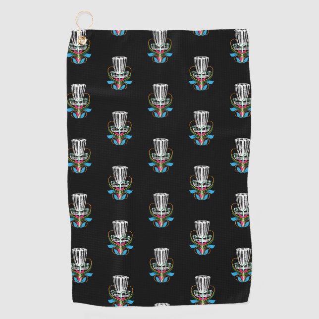 Serviette noire de golf de disque avec le panier (Devant)