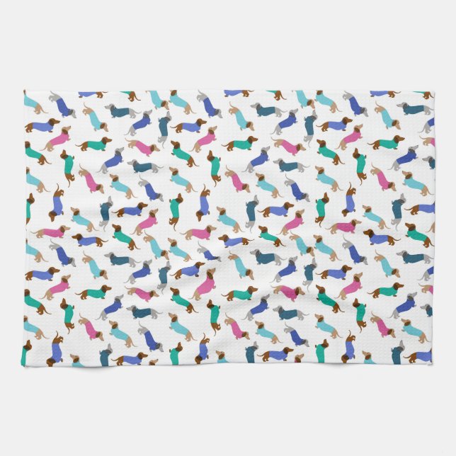 Serviette Pastel Dachshund Plat (Horizontal)
