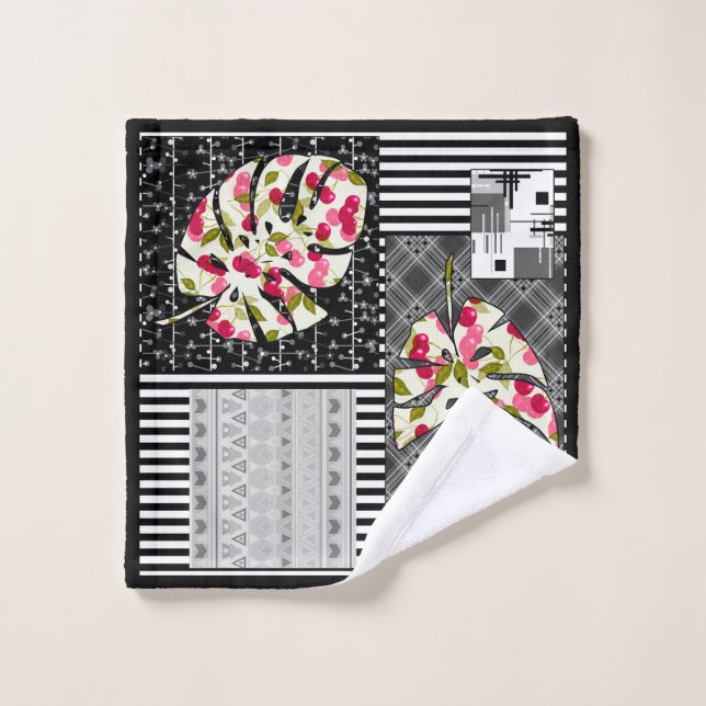 Serviette patchwork Abstraite courtepointe rétro (Gant de toilette)
