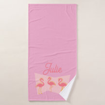 Serviette personnalisée Flamant Rose Mid-Century M