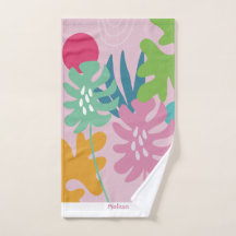serviette personnalisée prénom moderne floral trop
