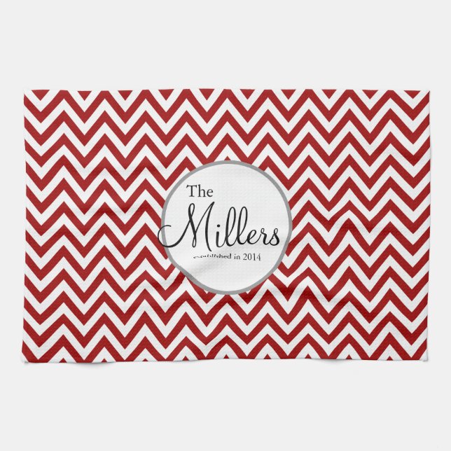 Serviette personnalisée rouge et blanc (Horizontal)