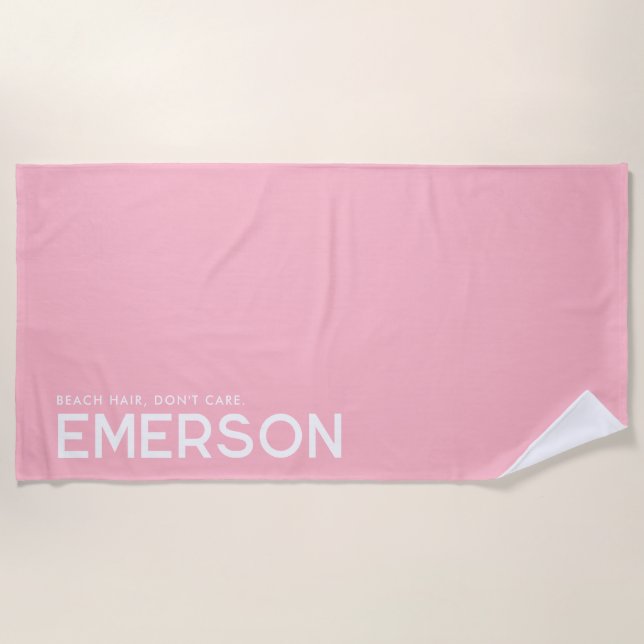 Serviette personnalisée Slogan Rose clair (Devant)