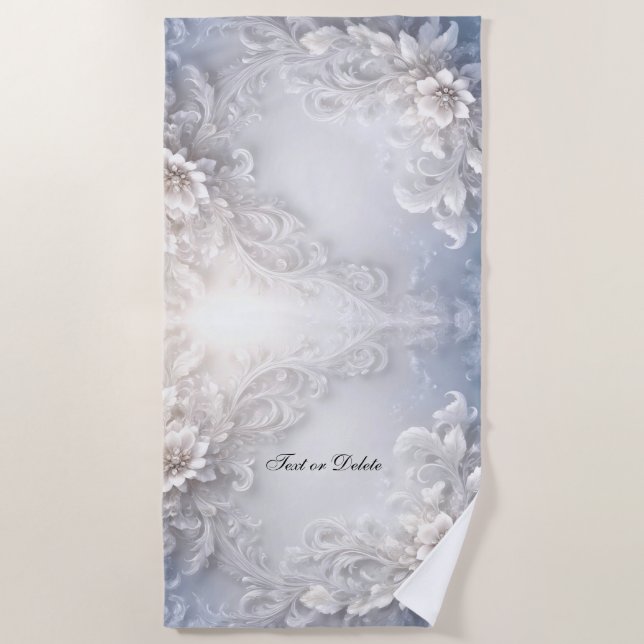 Serviette Plage Florale Blanche (Devant)