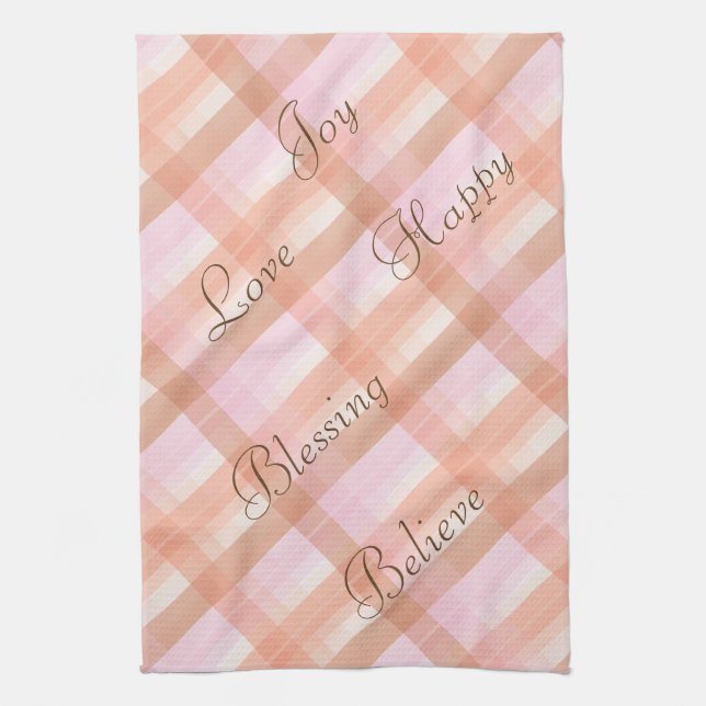 Serviette Plaid Rose & Peach (Vertical)