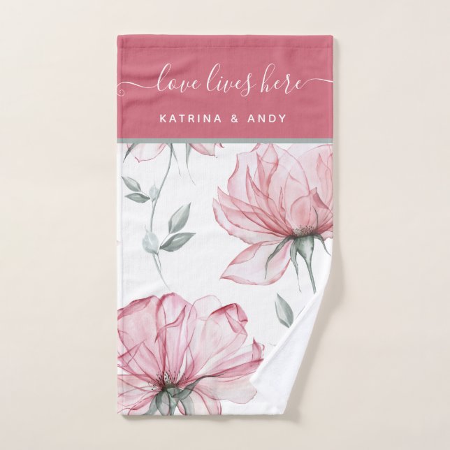 Serviette pour les mains Love Lives Here Nom  (Serviette à main)