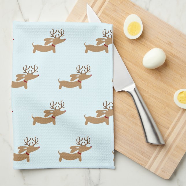 Serviette Reindeer Dachshund Christmas Green Dish (Quart Plié)