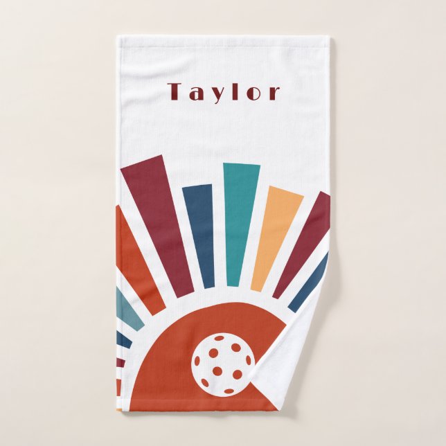 Serviette Retro Sunshine Orange Blanc Vert Pickleb (Serviette à main)