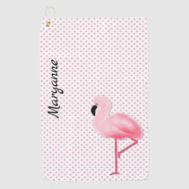 Serviette rose de golf de Flamant rose (Devant)