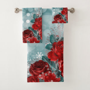 Serviette Roses de Noël & Snowflakes