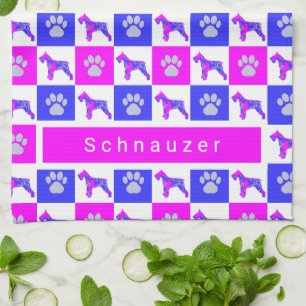 Serviette Schnauzer Chien & Paw Hot Rose & Blue Te