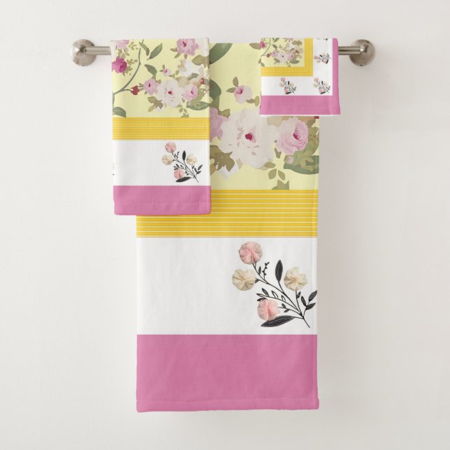 Serviette Set patta buta et Jaal avec des fleurs (En situation)