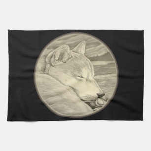 Serviette Shiba Inu Amoureux des chiens Art Tea Se