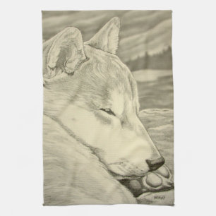 Serviette Shiba Inu Amoureux des chiens Art Tea Se