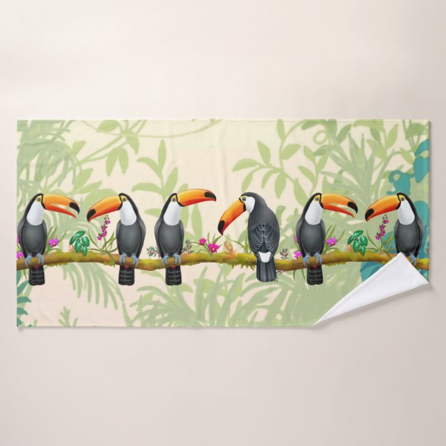 Serviette tropicale de Bath de jungle de toucan (Serviette de bain)