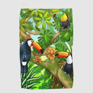 Serviette tropicale de golf de toucans de jungle